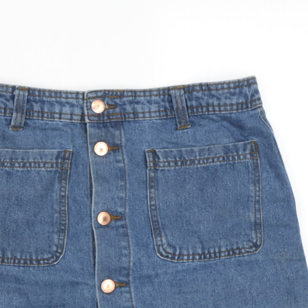 JACQUELINE D YONG  Womens Blue  Cotton Blend A-Line Skirt Size XS