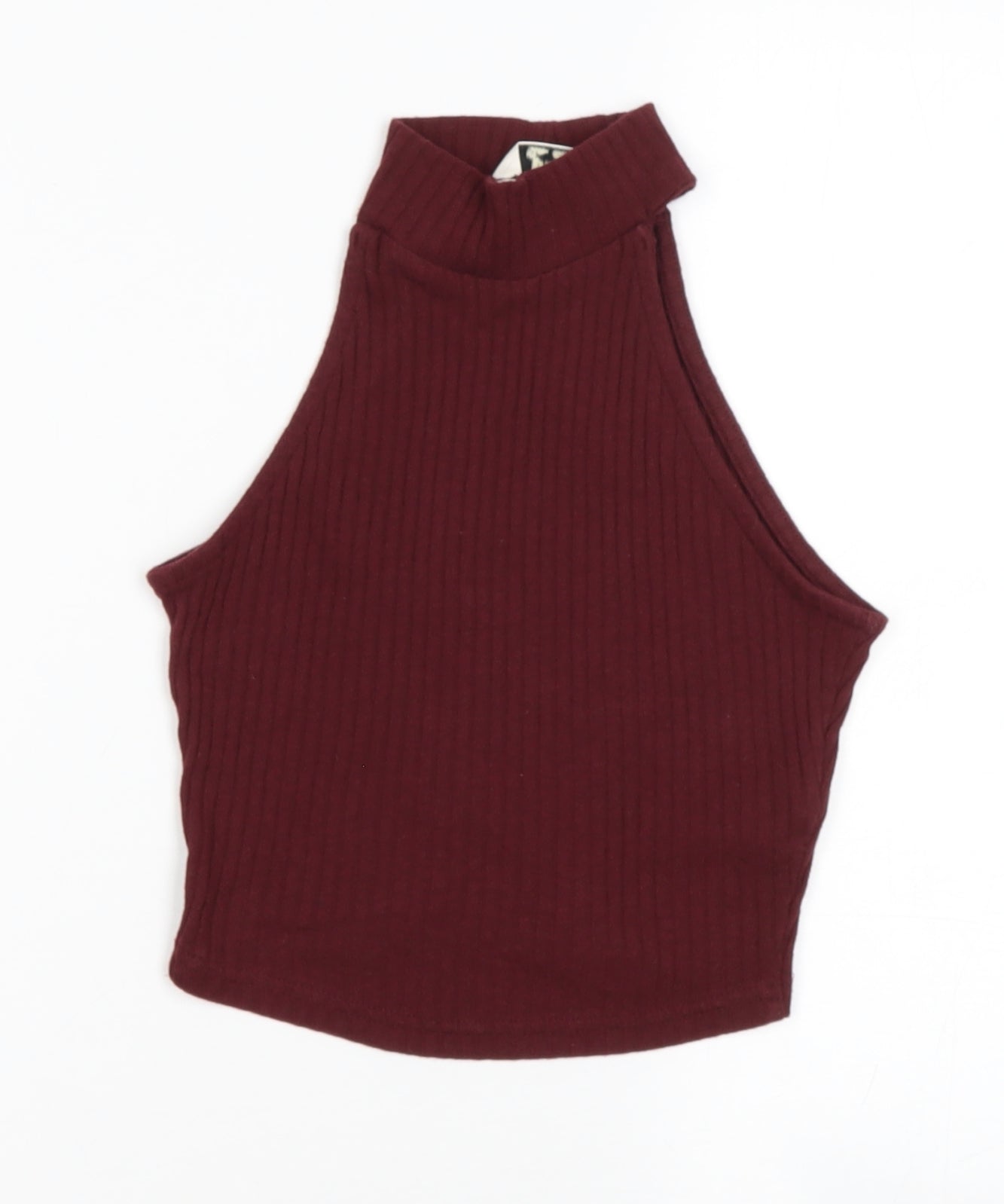 Miss Selfridge Womens Red  Cotton Basic Tank Size 4 High Neck