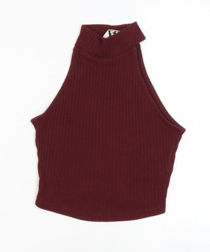 Miss Selfridge Womens Red  Cotton Basic Tank Size 4 High Neck
