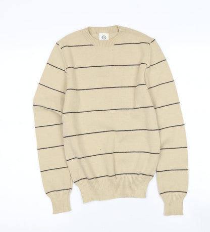 C&A Womens Beige  Striped Polyester Pullover Jumper Size 12