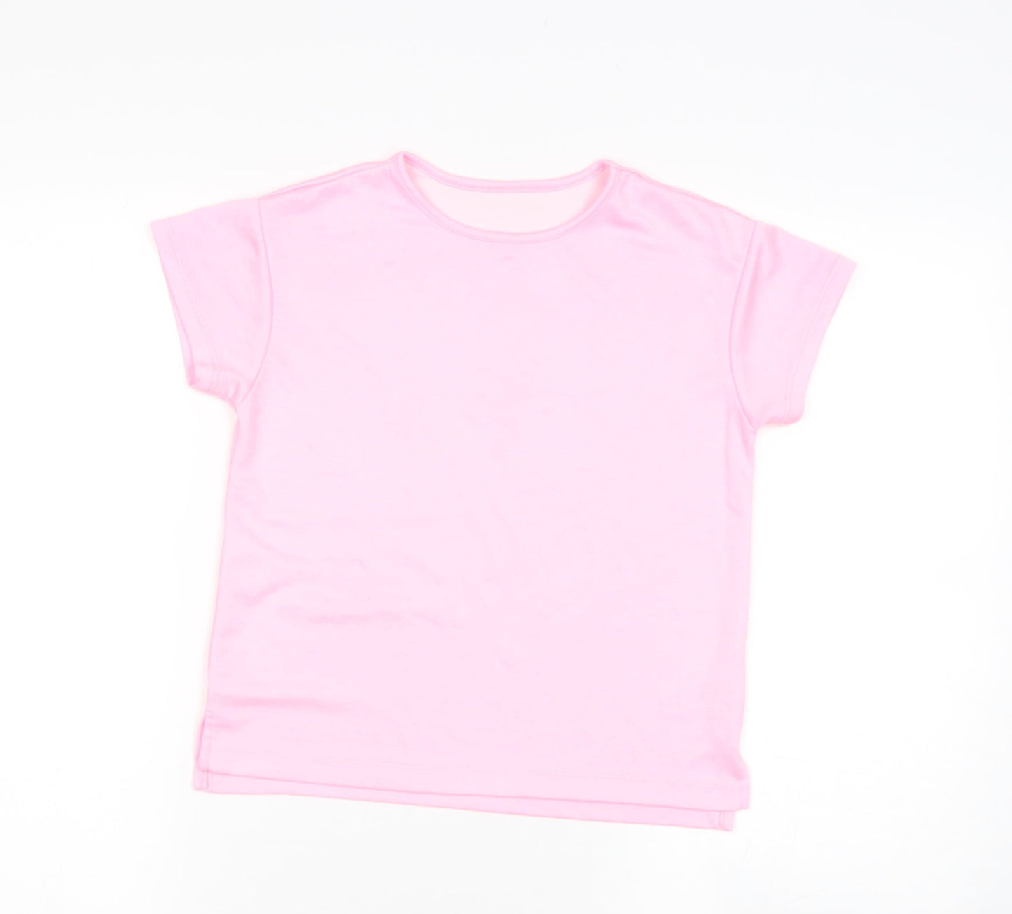 Dunnes Stores Girls Pink  Polyester Basic T-Shirt Size 8-9 Years Round Neck