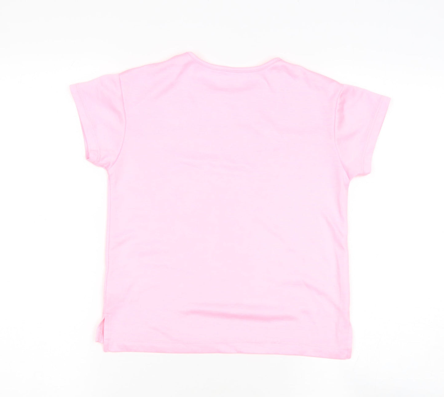 Dunnes Stores Girls Pink  Polyester Basic T-Shirt Size 8-9 Years Round Neck