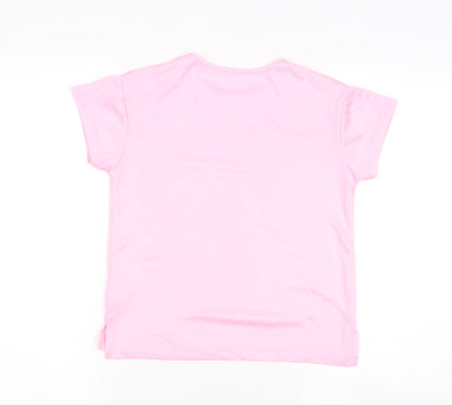 Dunnes Stores Girls Pink  Polyester Basic T-Shirt Size 8-9 Years Round Neck