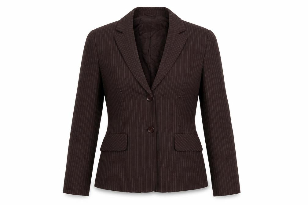 Precis Petitew Womens Brown Striped  Jacket Blazer Size 10  Button