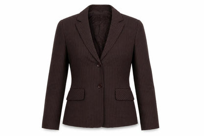 Precis Petitew Womens Brown Striped  Jacket Blazer Size 10  Button