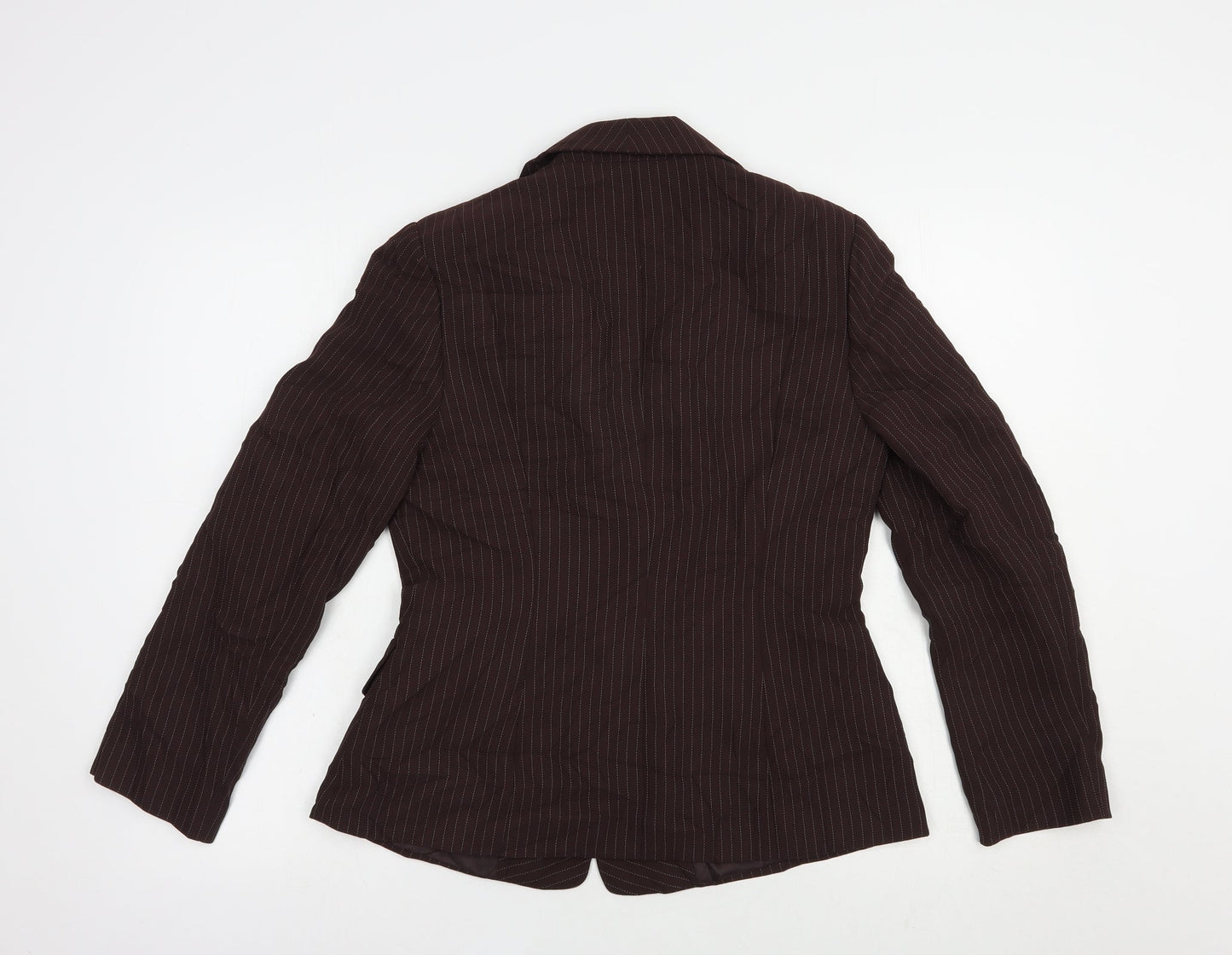 Precis Petitew Womens Brown Striped  Jacket Blazer Size 10  Button
