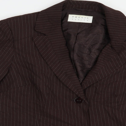 Precis Petitew Womens Brown Striped  Jacket Blazer Size 10  Button