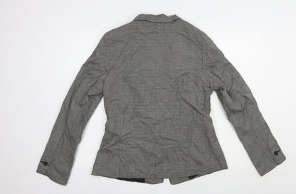 Max Womens Black Houndstooth  Jacket Blazer Size 14  Button
