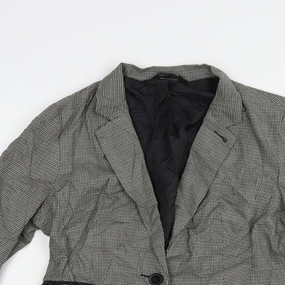 Max Womens Black Houndstooth  Jacket Blazer Size 14  Button