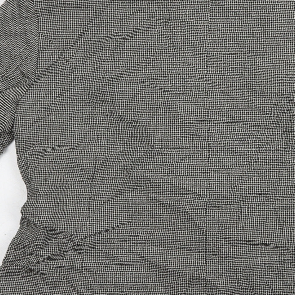 Max Womens Black Houndstooth  Jacket Blazer Size 14  Button