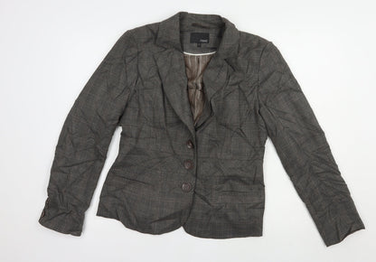 NEXT Womens Grey Plaid  Jacket Blazer Size 14  Button
