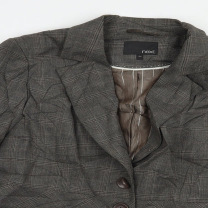 NEXT Womens Grey Plaid  Jacket Blazer Size 14  Button