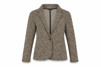 George Womens Beige Animal Print  Jacket Blazer Size 12  Button