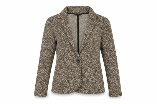 George Womens Beige Animal Print  Jacket Blazer Size 12  Button