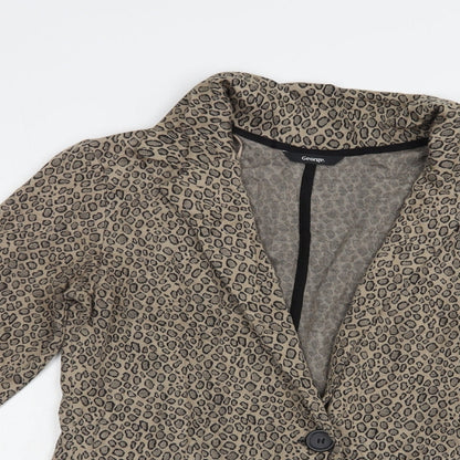 George Womens Beige Animal Print  Jacket Blazer Size 12  Button