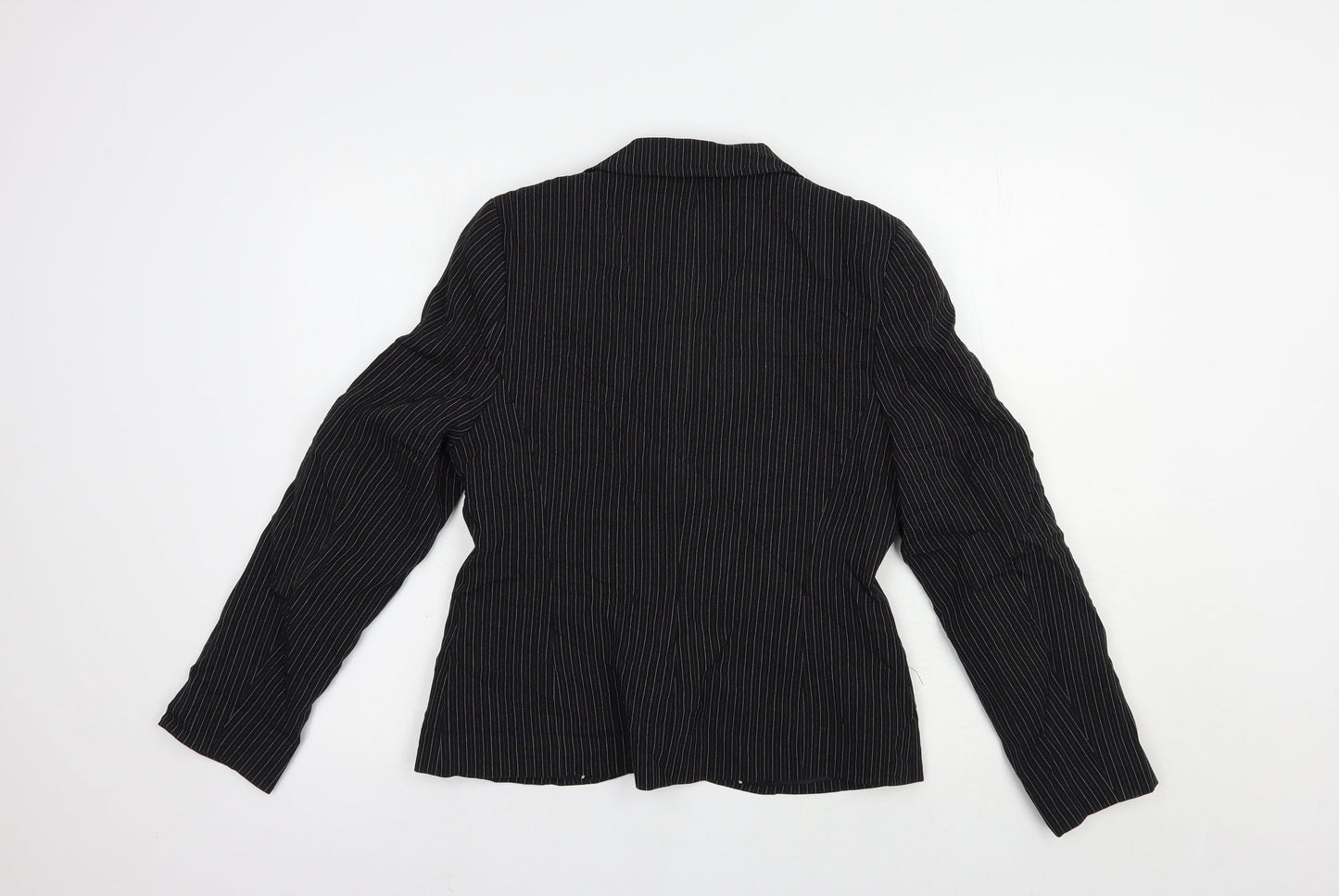 Dorothy Perkins Womens Black Striped  Jacket Blazer Size 12  Button