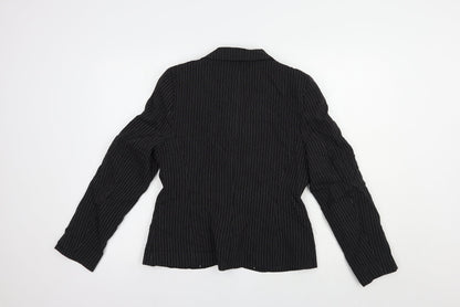Dorothy Perkins Womens Black Striped  Jacket Blazer Size 12  Button