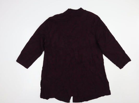 essence Womens Purple Floral  Jacket Blazer Size L  Button