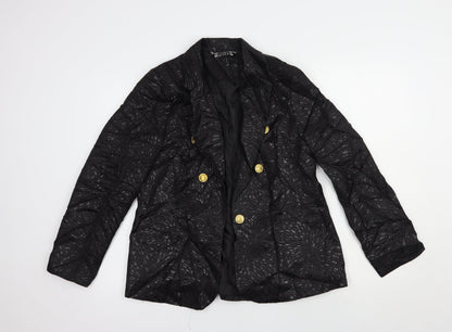 Joanna Hope Womens Black Floral  Jacket Blazer Size 14