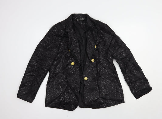 Joanna Hope Womens Black Floral  Jacket Blazer Size 14
