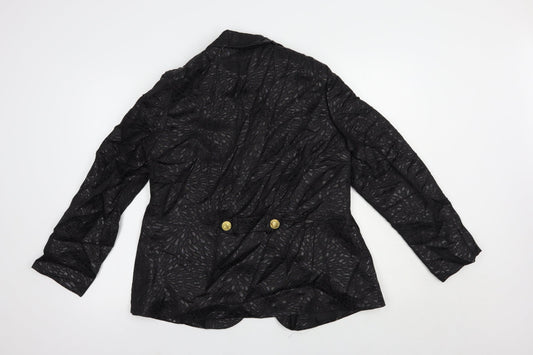 Joanna Hope Womens Black Floral  Jacket Blazer Size 14