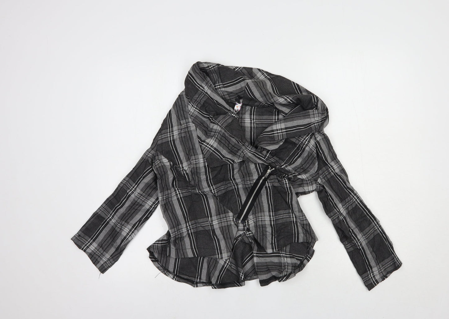 Ribbon Womens Grey Plaid  Jacket Blazer Size 10  Zip