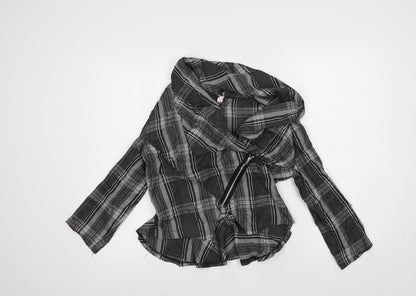 Ribbon Womens Grey Plaid  Jacket Blazer Size 10  Zip