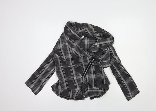 Ribbon Womens Grey Plaid  Jacket Blazer Size 10  Zip