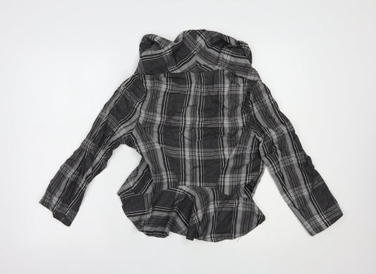 Ribbon Womens Grey Plaid  Jacket Blazer Size 10  Zip