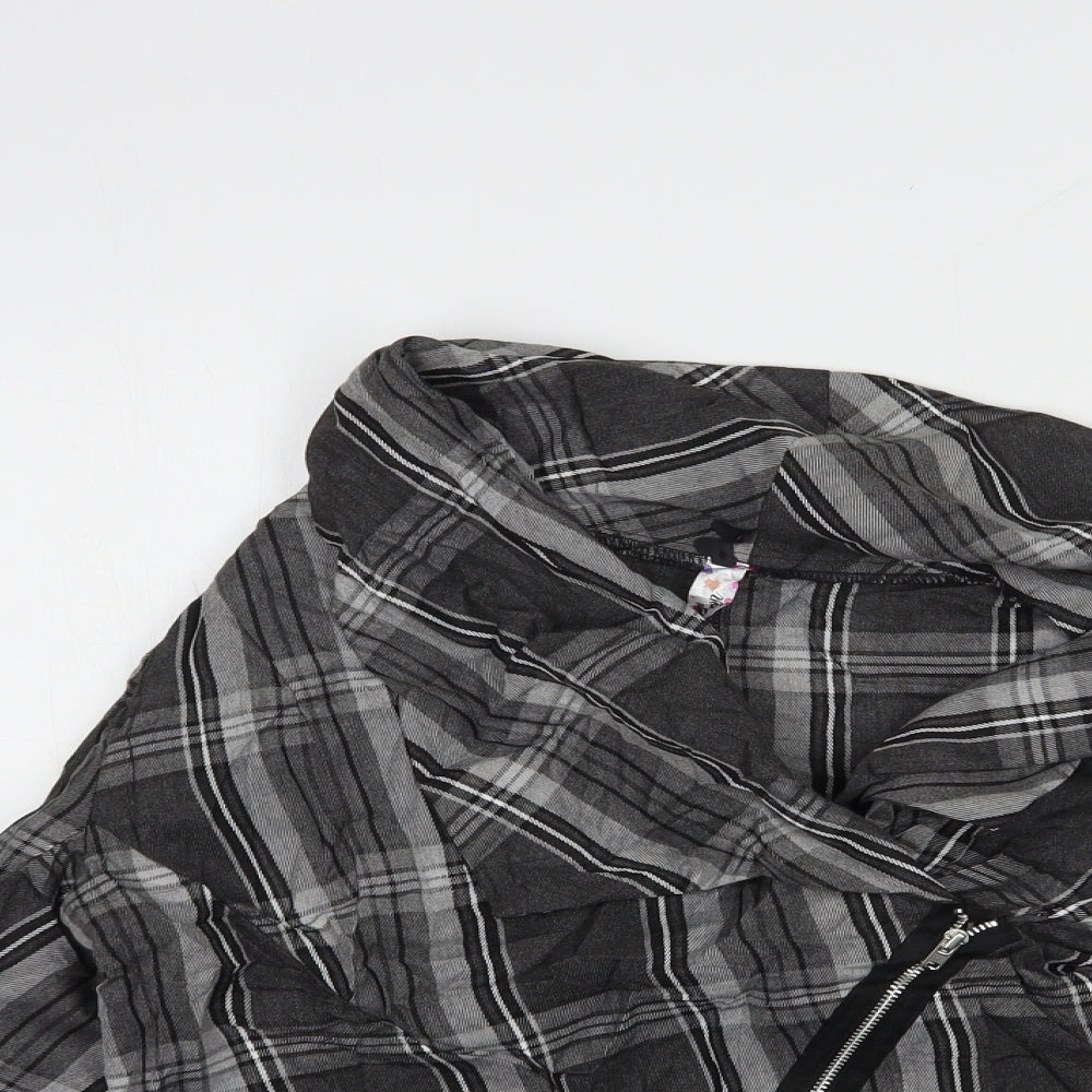 Ribbon Womens Grey Plaid  Jacket Blazer Size 10  Zip