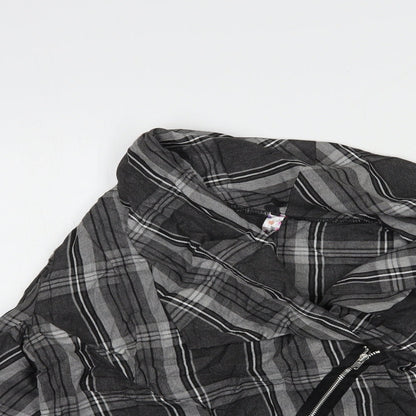 Ribbon Womens Grey Plaid  Jacket Blazer Size 10  Zip