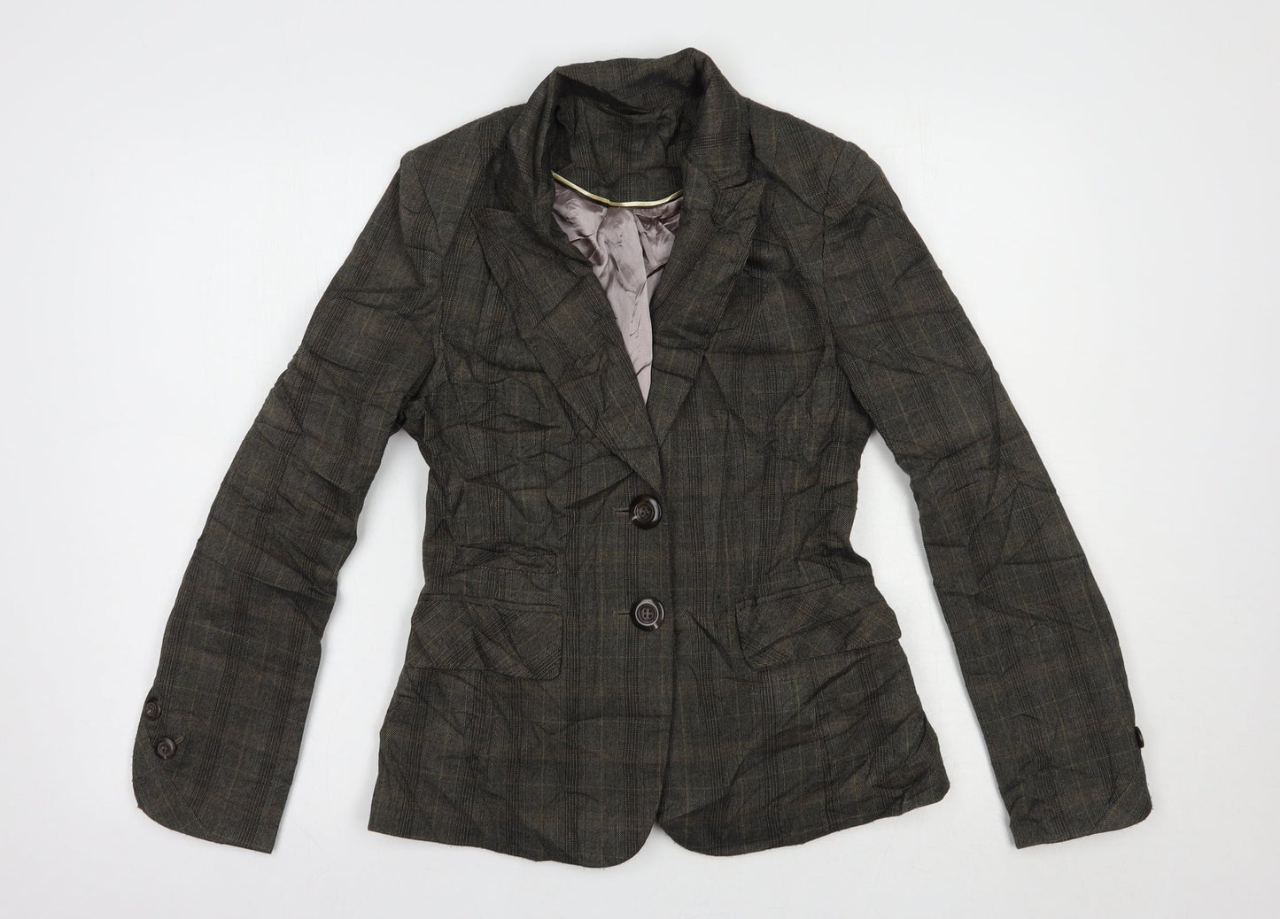 F&F Womens Grey Plaid  Jacket Blazer Size 10  Button