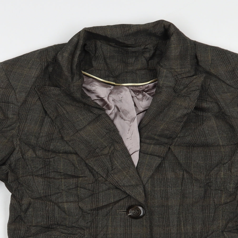 F&F Womens Grey Plaid  Jacket Blazer Size 10  Button