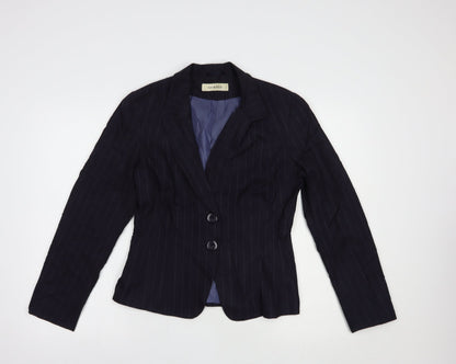 George Womens Blue Striped  Jacket Blazer Size 10  Button