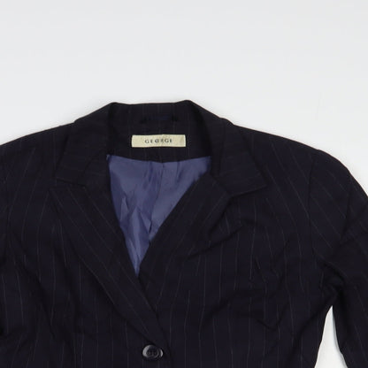 George Womens Blue Striped  Jacket Blazer Size 10  Button