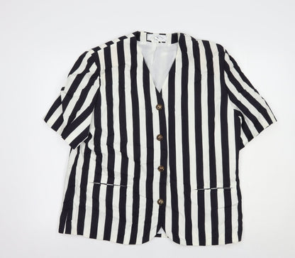 Variations Womens Black Striped  Jacket Blazer Size L  Button