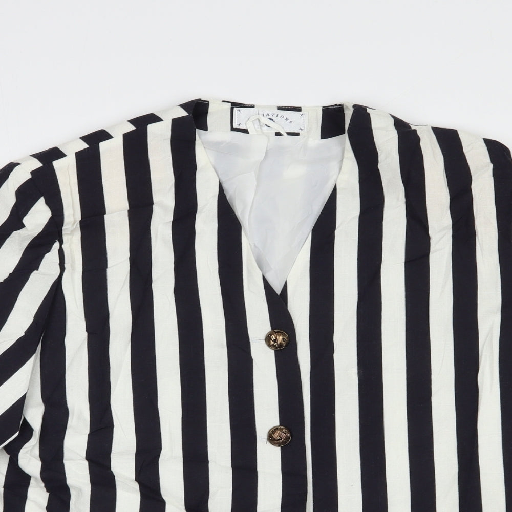 Variations Womens Black Striped  Jacket Blazer Size L  Button