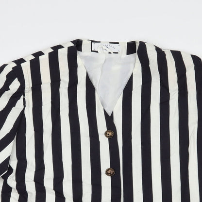 Variations Womens Black Striped  Jacket Blazer Size L  Button