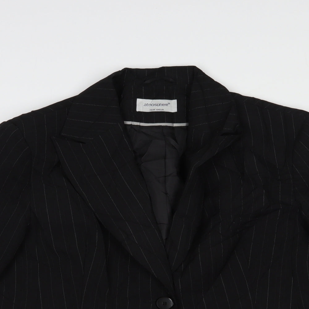 Atmosphere Womens Black Striped  Jacket Blazer Size 16  Button