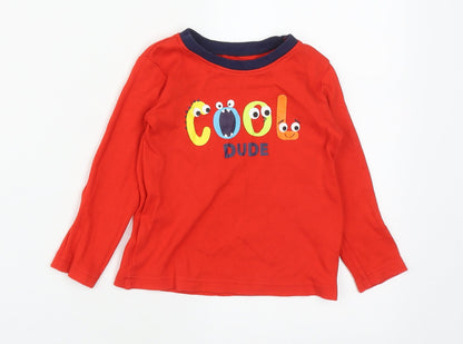 Dunnes Boys Red  Cotton Basic Casual Size 18-24 Months Round Neck  - COOL DUDE