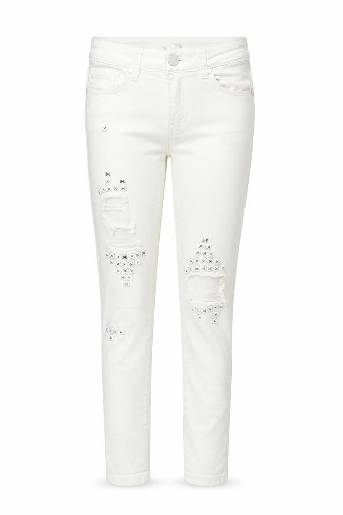 Womens UK Size S Preworn Regular Fit Straight White Jeans