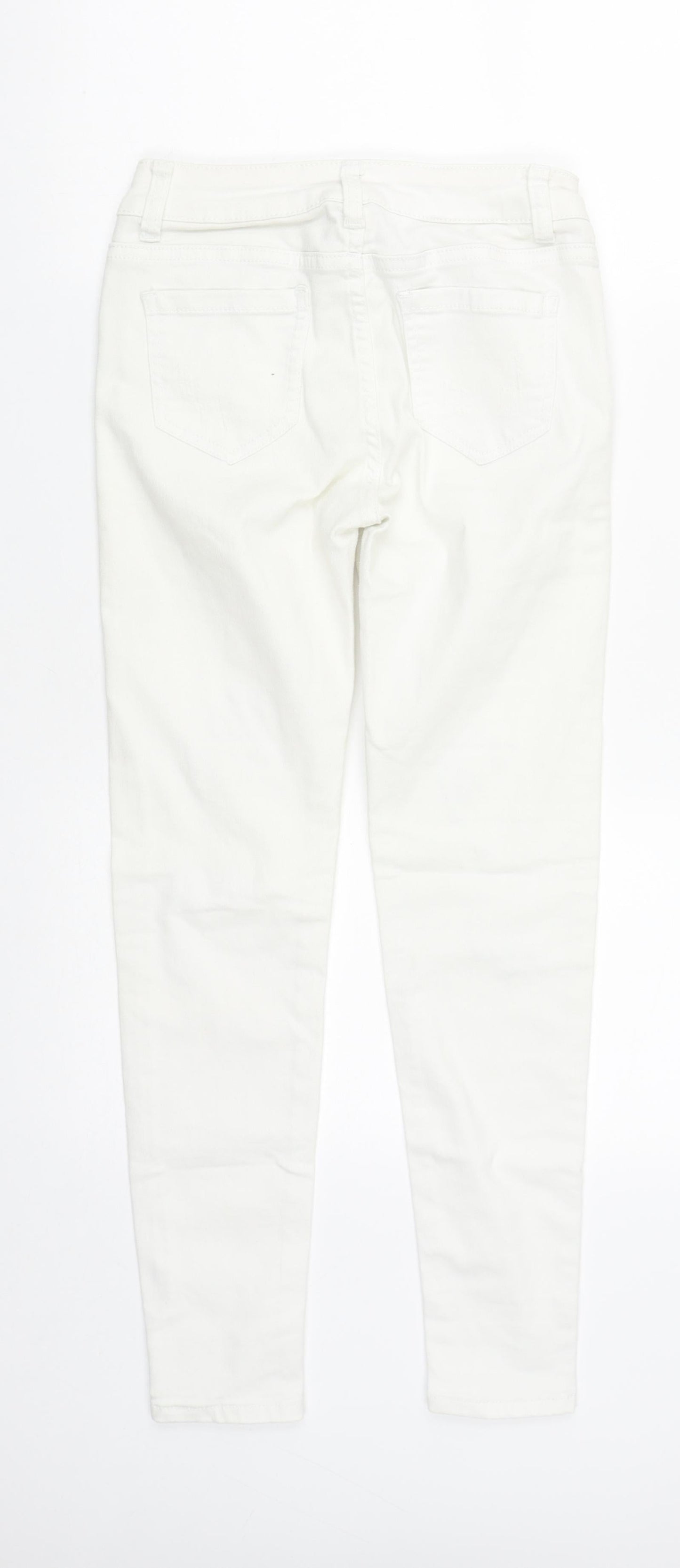 Womens UK Size S Preworn Regular Fit Straight White Jeans