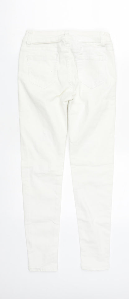 Womens UK Size S Preworn Regular Fit Straight White Jeans