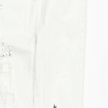 Womens UK Size S Preworn Regular Fit Straight White Jeans