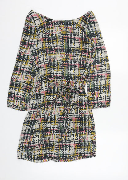 SWEEWE Womens Multicoloured Geometric Polyester A-Line  Size S  Scoop Neck Zip