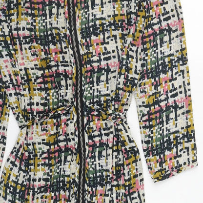 SWEEWE Womens Multicoloured Geometric Polyester A-Line  Size S  Scoop Neck Zip