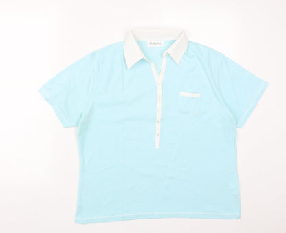 Fabrizo Womens Blue  Polyester Basic Polo Size XL Collared