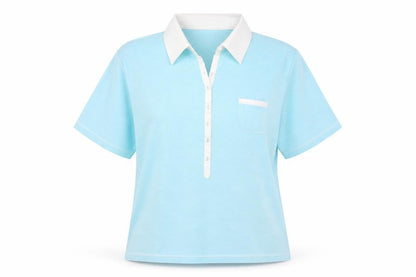 Fabrizo Womens Blue  Polyester Basic Polo Size XL Collared