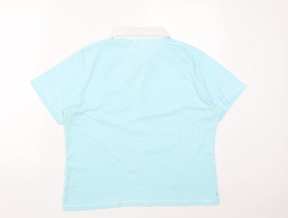 Fabrizo Womens Blue  Polyester Basic Polo Size XL Collared