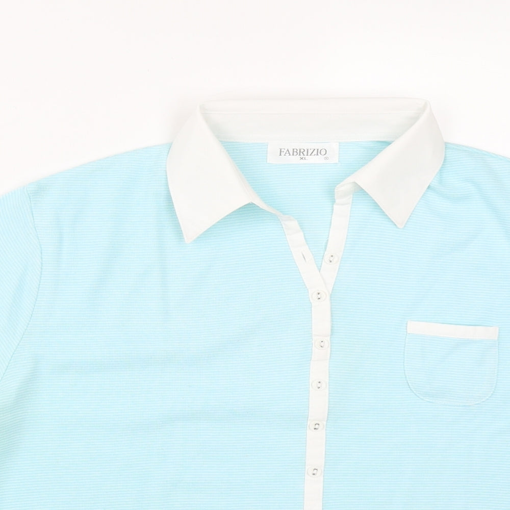 Fabrizo Womens Blue  Polyester Basic Polo Size XL Collared